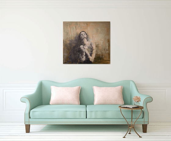 screams can’t drown my fear — contemporary figurative on stretched canvas