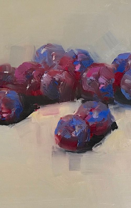 Plums, Still Life, Original oil painting  Hand painted artwork One of a kind by Vahe Yeremyan