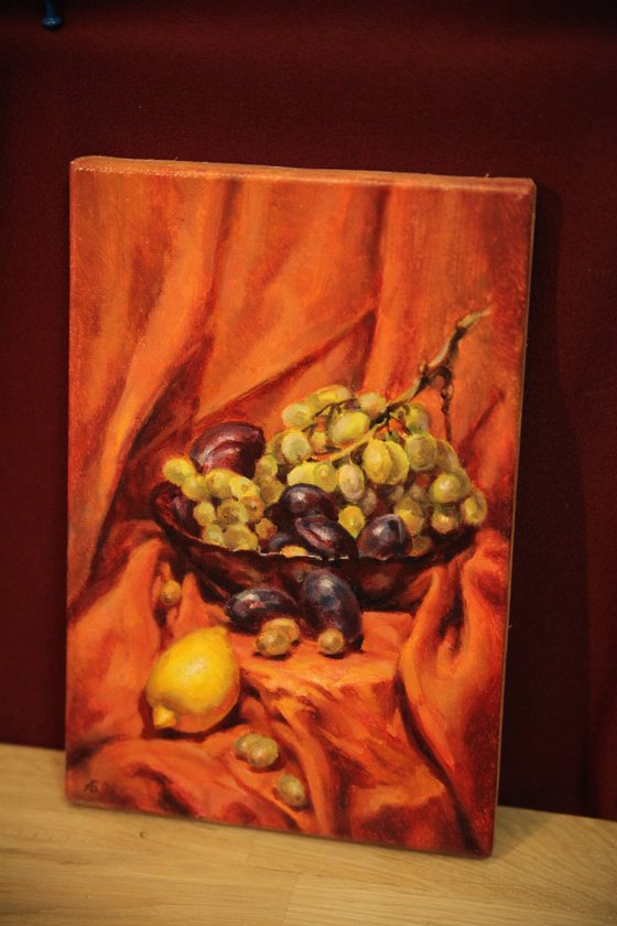 "Still Life with Lemon and Fruit."