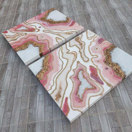 Pink Rose Agate 100 x 170 cm. Geode Art, wall art, Resin art, Resin painting, Modern art