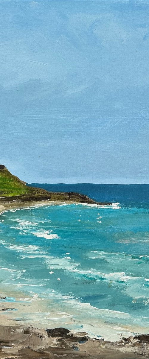 Porthmeor Beach from the Island, Summer Day by Ann Palmer