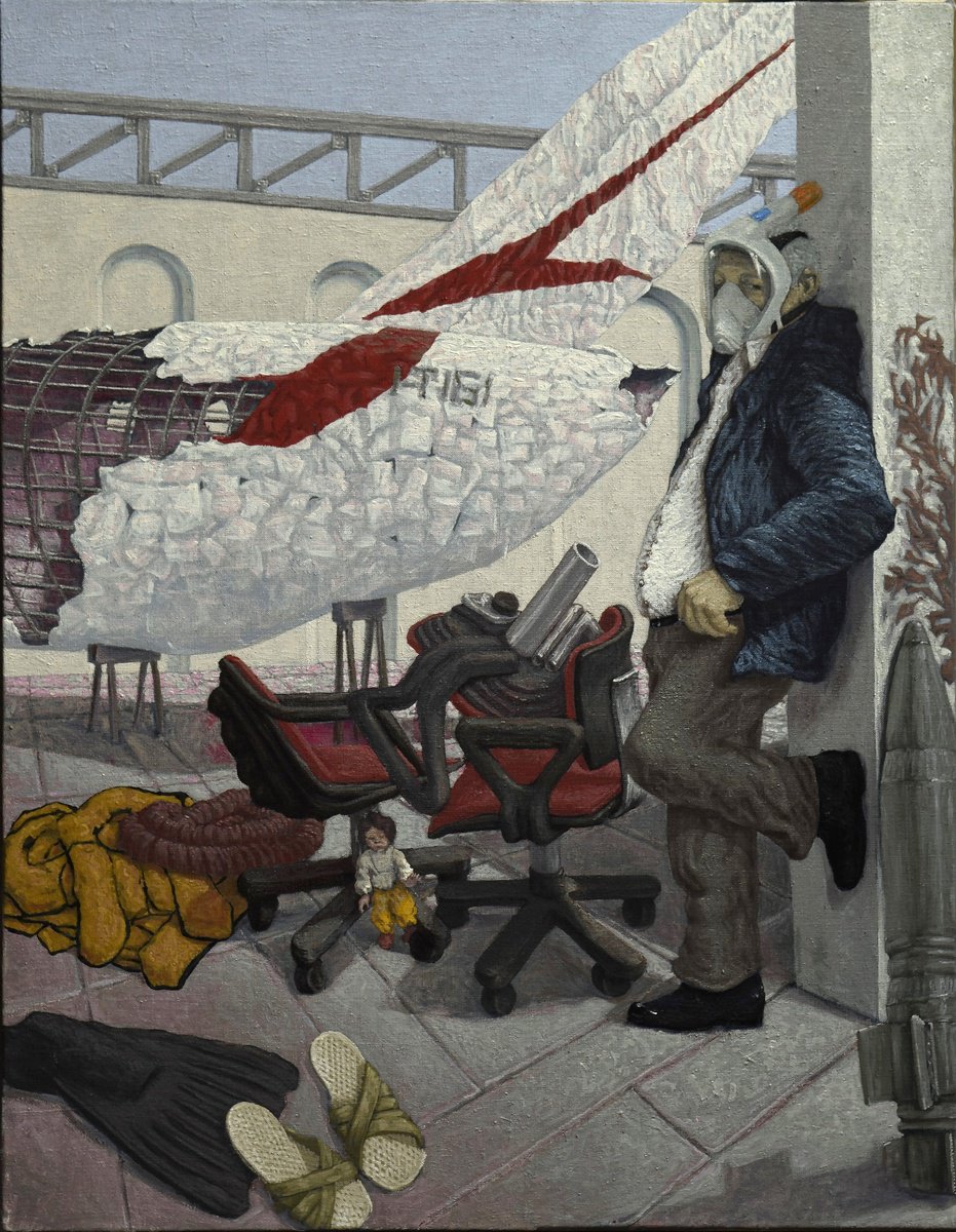 Portrait Oil Painting By Antonio Mele, 34 X 44, Working On The I-Tigi, Original Artwork