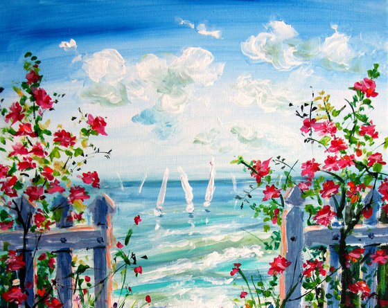 Beach with roses