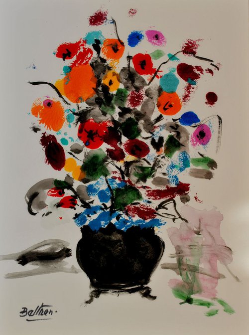 Le vase laqué noir/ 11,81 x 15,75 in.(30x40cm)/2018 by Pierre-Yves Beltran