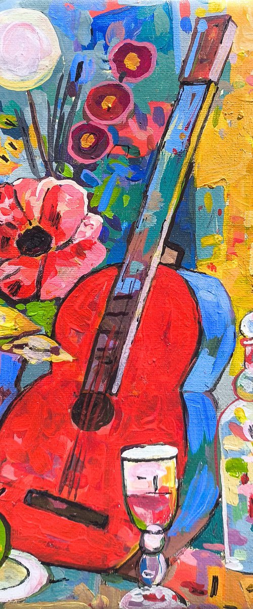 Still Life with Red Guitar by Meliq Khazaryan