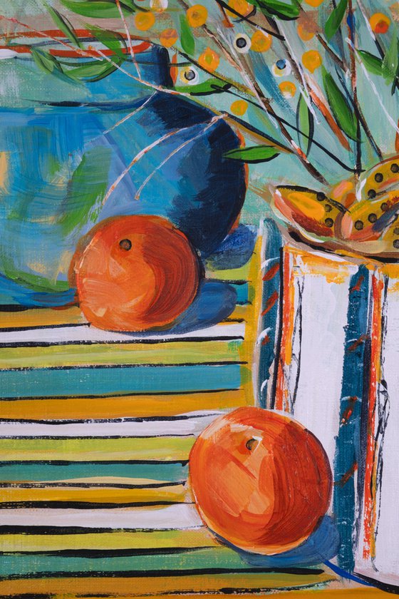 STILL LIFE ON STRIPES