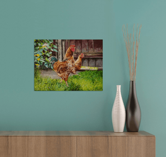 Rooster Painting, Chicken Art