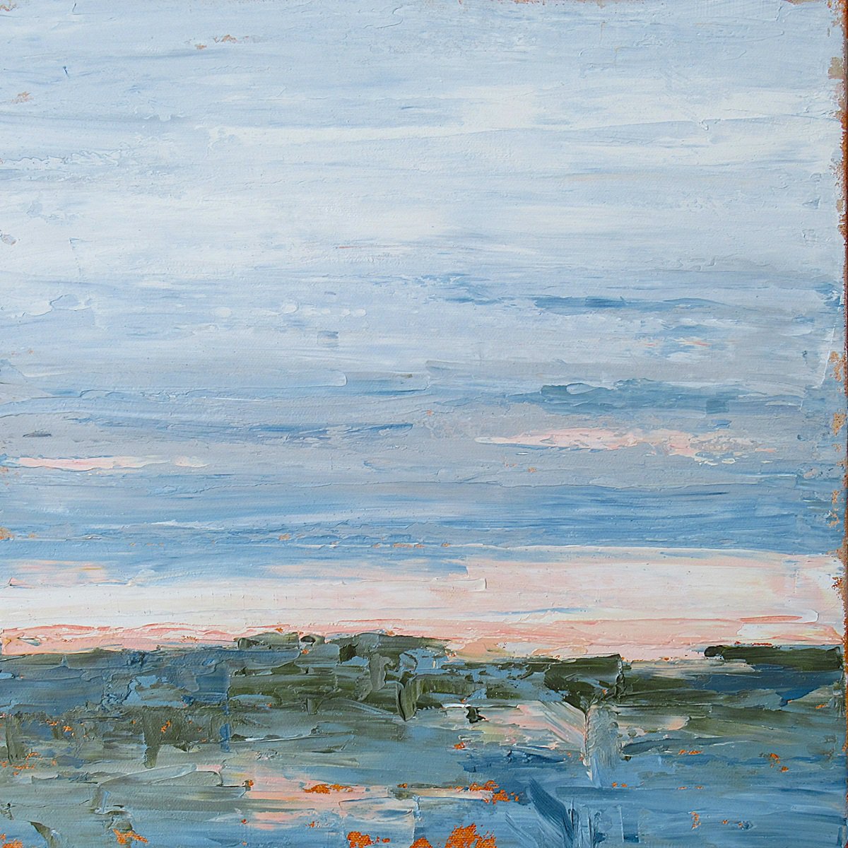 Impressionistic Landscape Oil Painting By Sherry Edmondson, 13 X 13", Looking Eastwards, Original Artwork