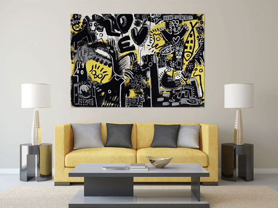 LOVE NATURE B&W......    and yellow 140x200cm