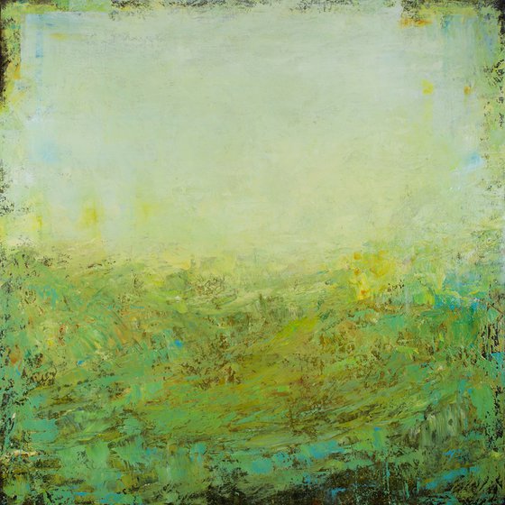 Emerald And Turquoise 210209, colorful abstract green field