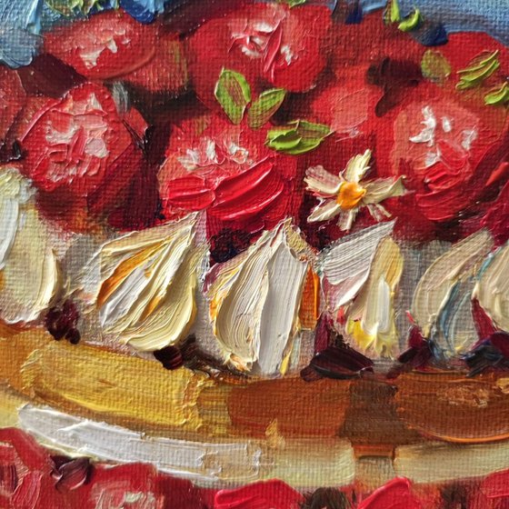 Strawberry cake - Original oil painting
