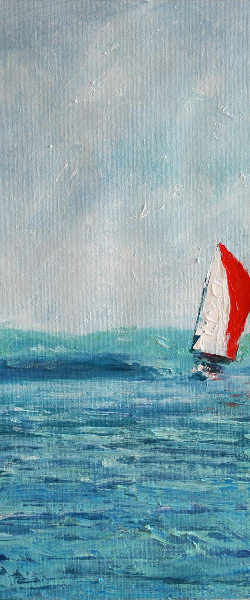 Scarlet Sail /  ORIGINAL PAINTING by Salana Art Gallery