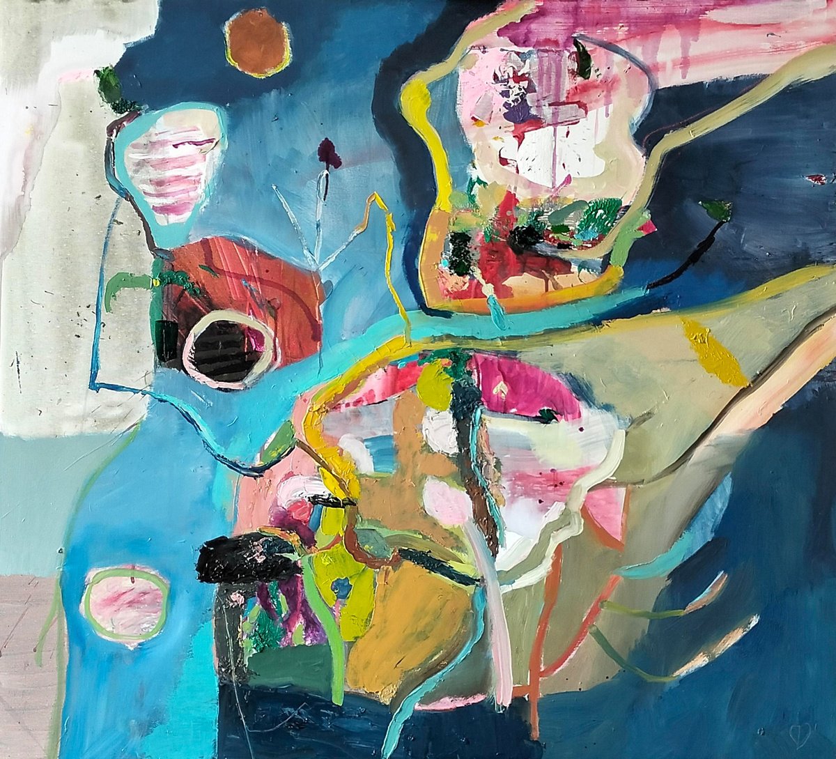 Organic Abstract Oil Painting By Sergiy Dekalyuk, 39 X 35", April, Original Artwork