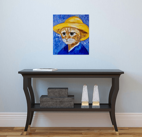 Cute Cat La Vincent Van Gogh ispired by famous self-portrait Present idea  for cat lovers