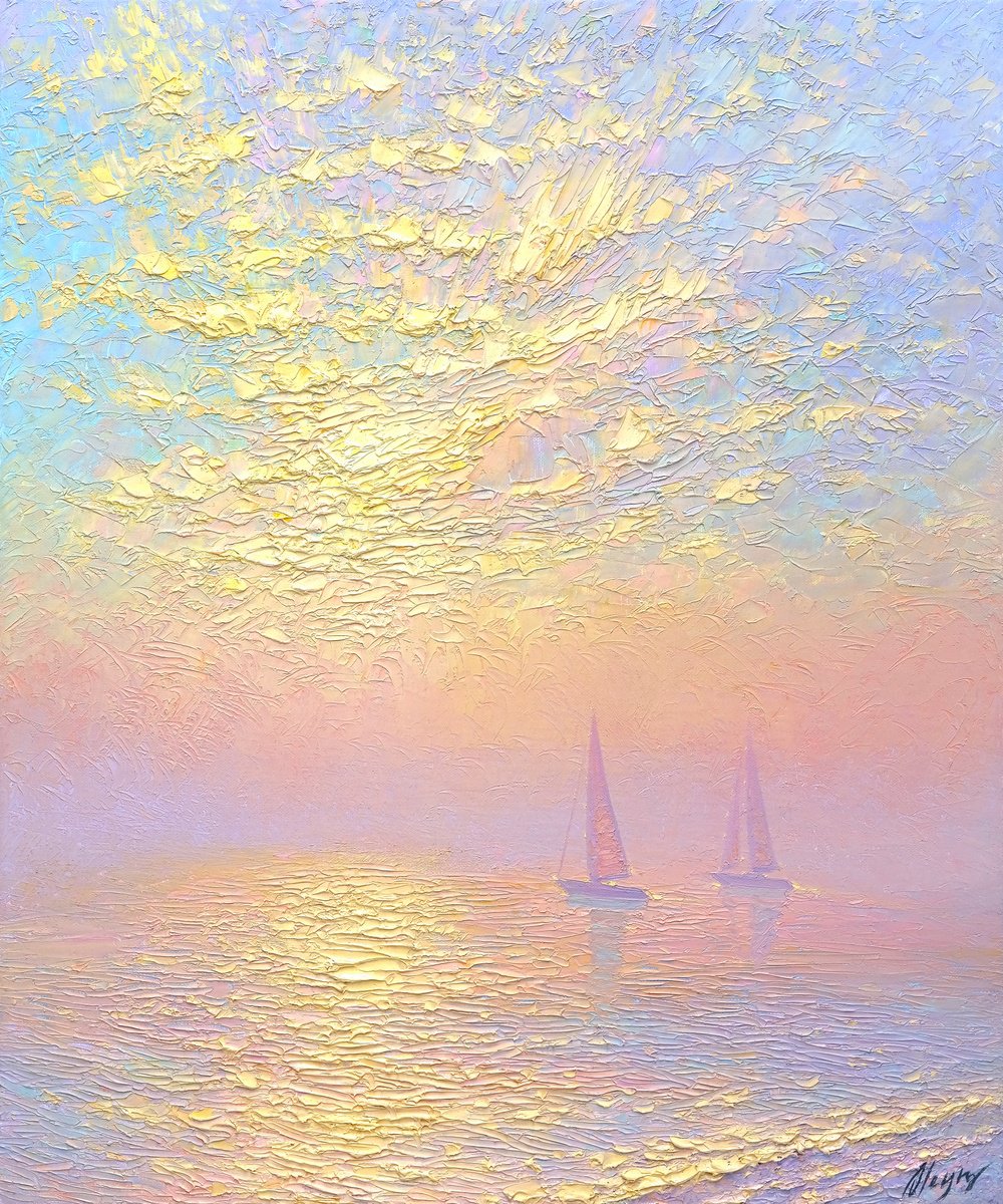 Impressionistic Landscape Oil Painting By Dmitry Oleyn, 20 X 24, Ocean Of Tenderness, Original Artwork