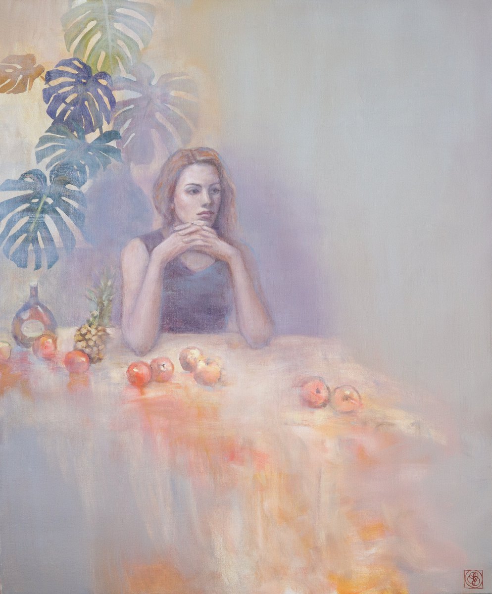 Thoughtful Portrait with Apples by Katia Bellini