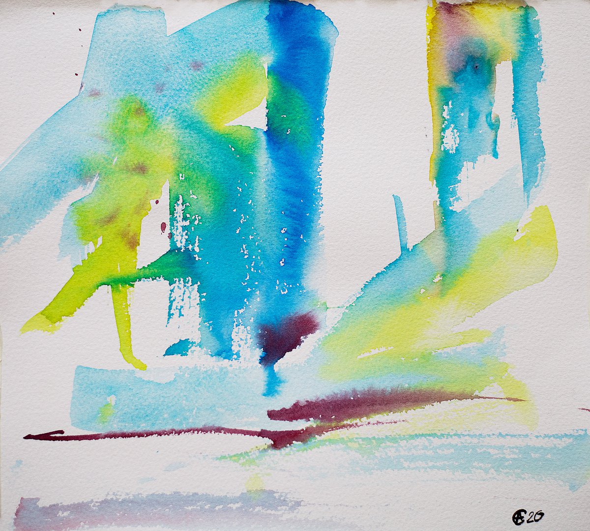 Abstraction ??3. Small abstract color organic watercolor vibrant intrerior decor by Sasha Romm