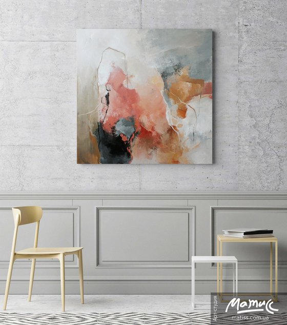 "Seclusion 2" Abstract terracotta blue art