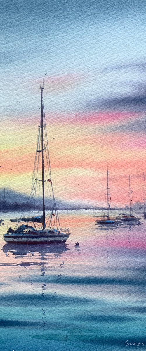 Yachts before sunset #4 by Eugenia Gorbacheva