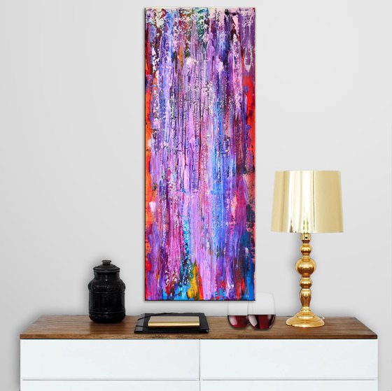 Ultra Violet Rain - Abstract Home Decor Art  On The Long Deep Edge Canvas Ready To Hang