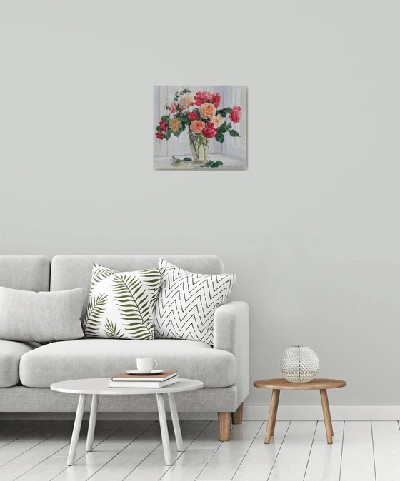 Roses in a glass vase