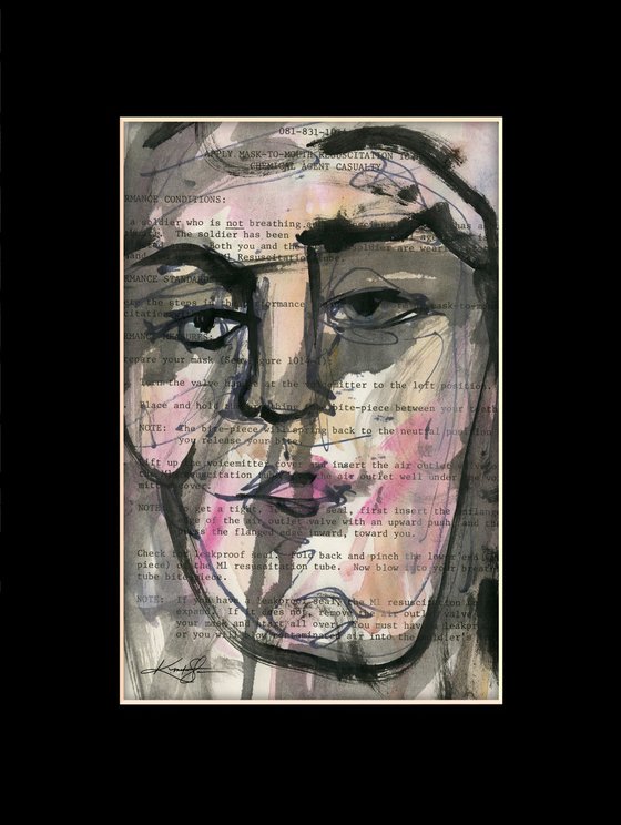Funky Face Collection 11 - 3 Mixed Media Collage Paintings by Kathy Morton Stanion