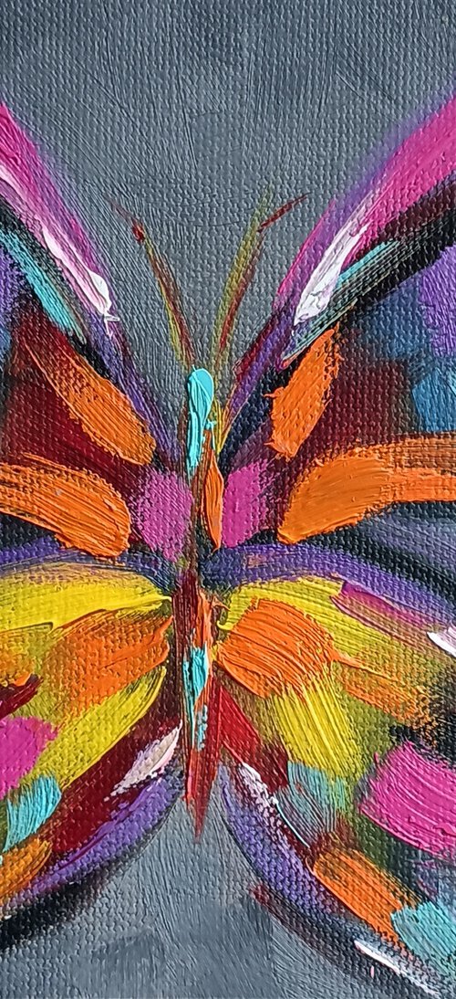 Winged dance - beautiful butterfly, butterfly, insects, small size, oil painting, butterfly oil, butterfly art, gift, art by Anastasia Kozorez