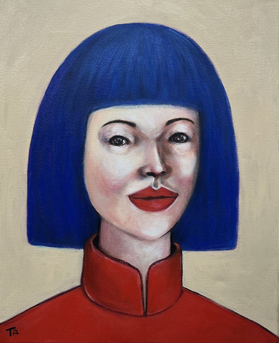 Urban And Pop Portrait Oil Painting By Ta Byrne, 16 X 20", The Face, Original Artwork