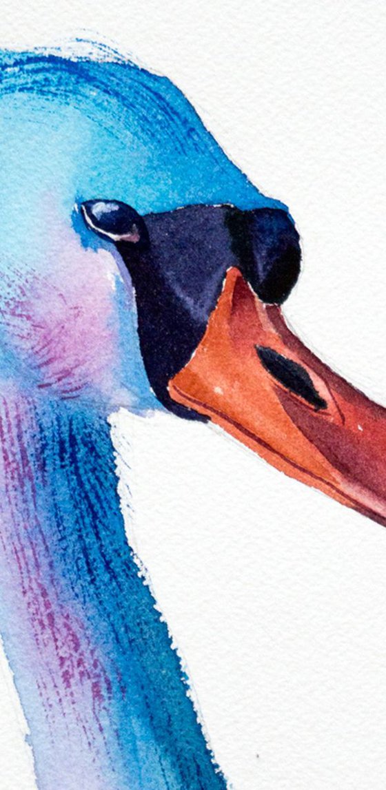 Blue Goose bird Original Watercolor Painting