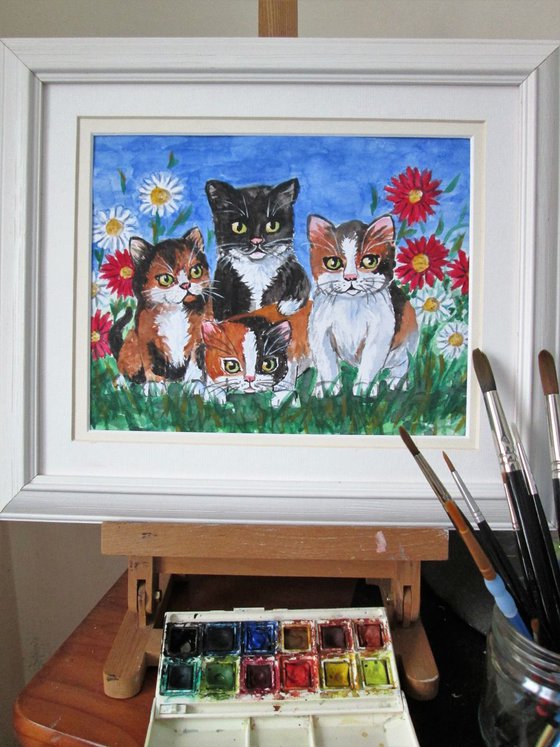 Kittens and Flowers