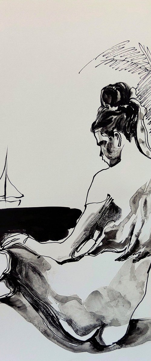 Nude with Palm Tree by Jelena Djokic