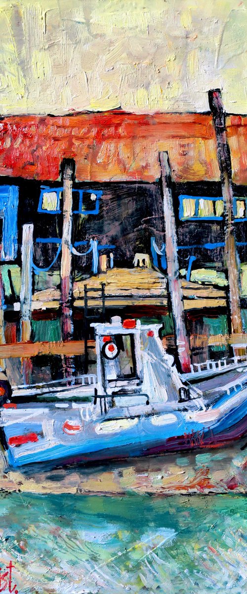 Boats in La Tremblade by Nikifor Swiristuhin