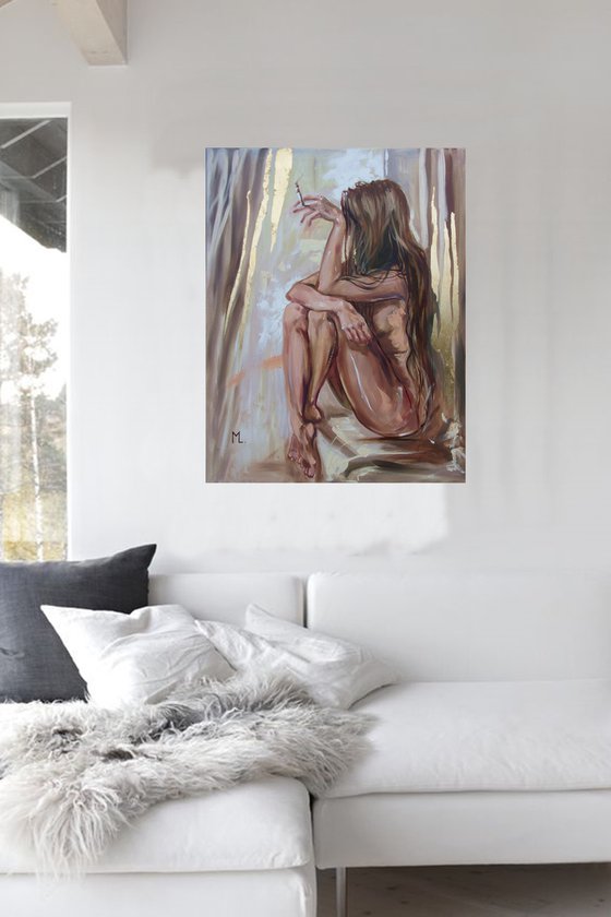 " BUTTERFLY WITH CIGARETTE IN WINDOW "