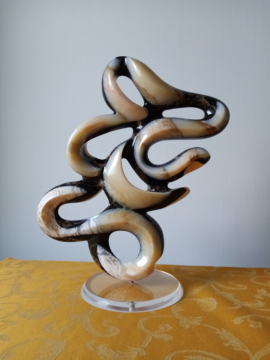 Abstract Stone Sculpture By Massimiliano Capraro, 14 X 18", Eclipse, Original Artwork