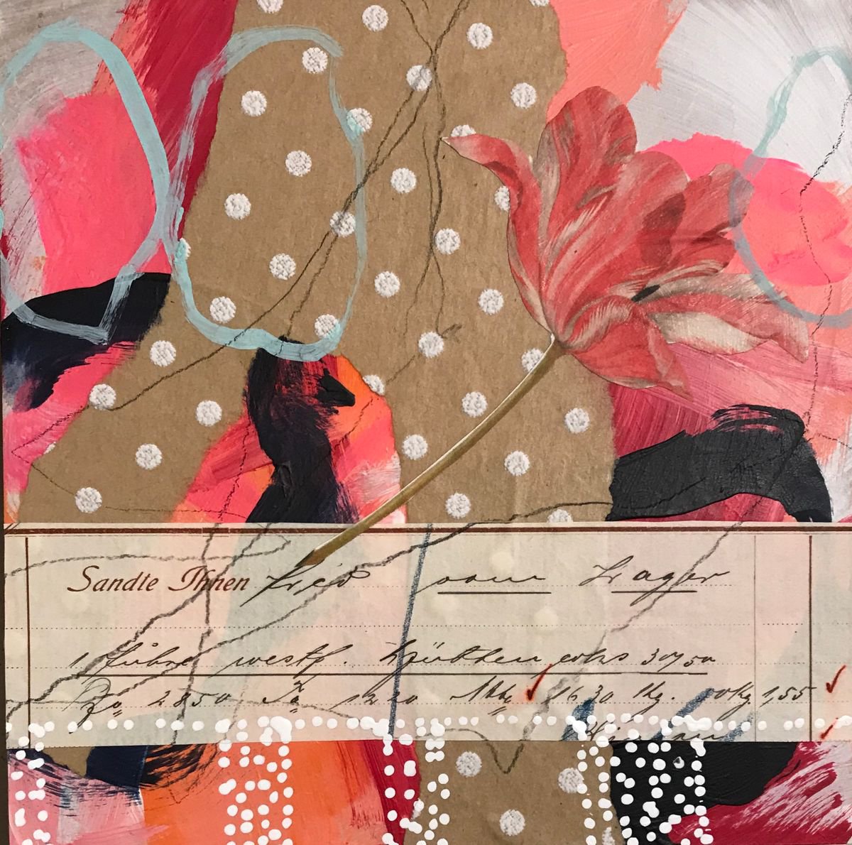 Organic Botanical Painting By Marita Tobner, 6 X 6", Mozzafiato, Original Artwork