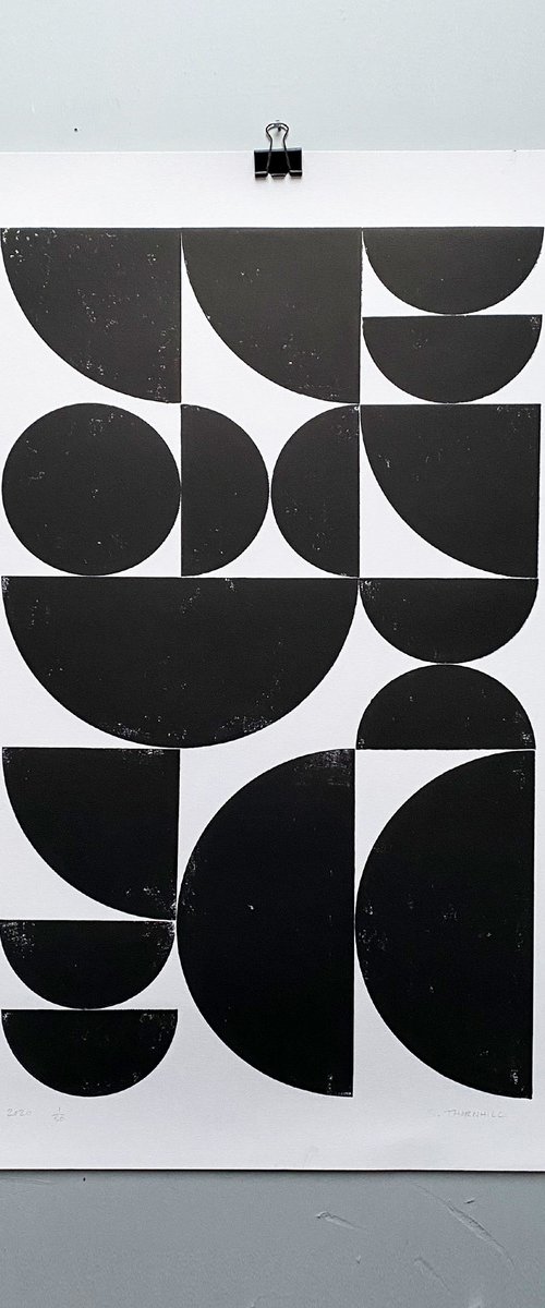Original Block Print | 70 x 50cm | Abstract Original Print | Mid-Century art | Modern Block Print | Minimal Geometric by Sean Thornhill