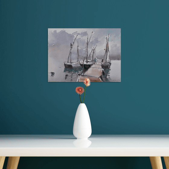 Sailboats on dock 2