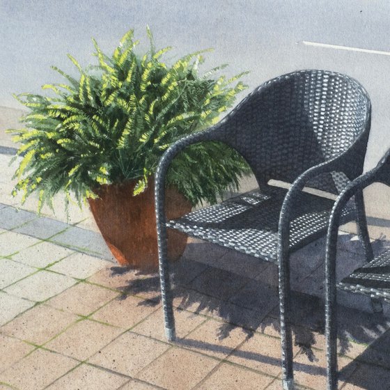 Two Chairs in Sunlight - Watercolor Painting