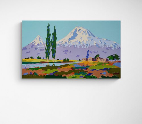 Mount Ararat  - | 30x50cm, 2024, Modern, Original style | by Ashot Avagyan