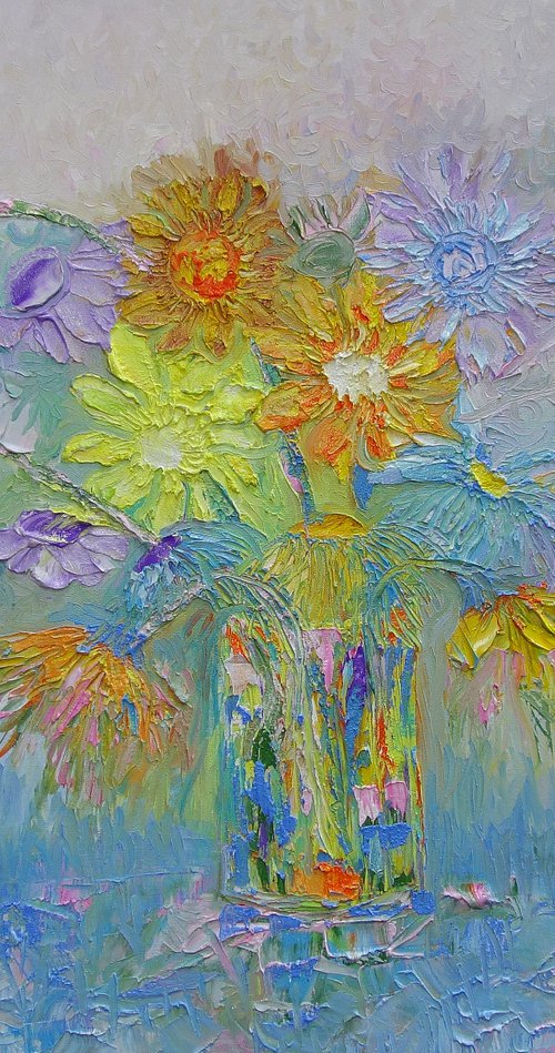 Pastel Sunflowers by Lesley Blackburn