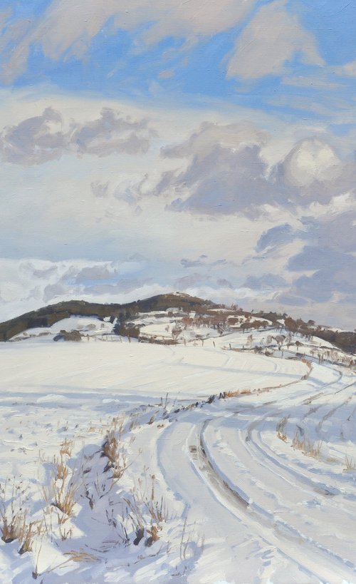 Snow on the Velay mountains by ANNE BAUDEQUIN