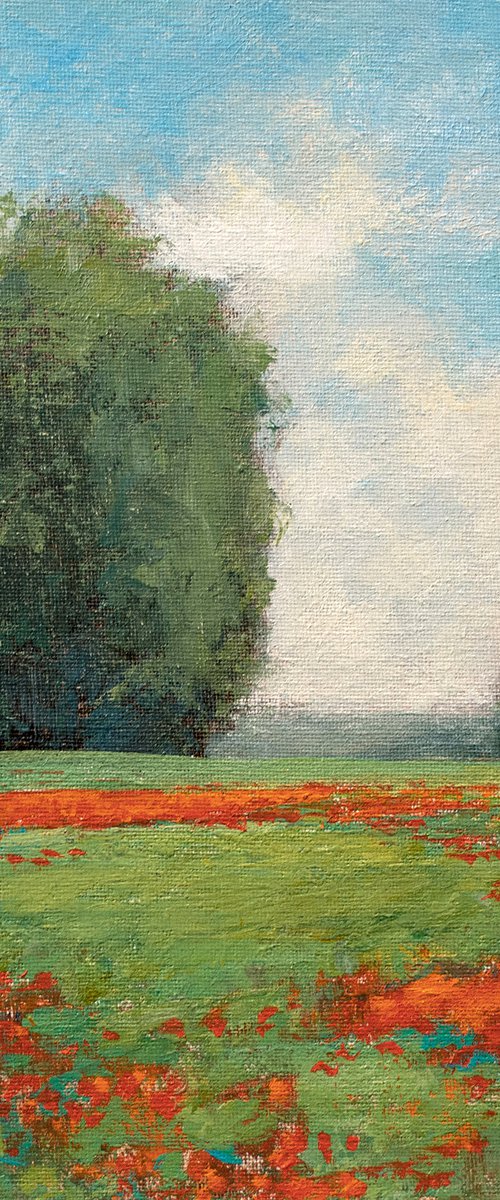 Red Poppies 220526 A, flower field impressionist landscape painting by Don Bishop