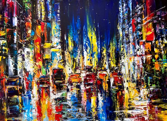 Evening city lights