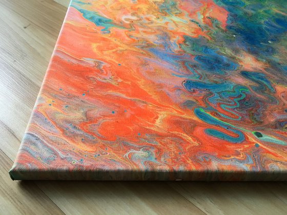 "Fire Me Up" - Original Abstract PMS Fluid Acrylic Painting - 20 x 16 inches
