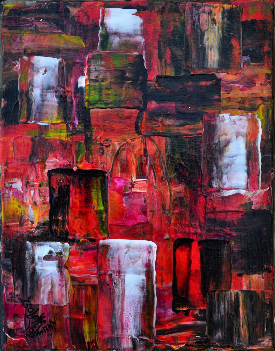 Abstract Acrylic Painting By Isabelle Vobmann, 7 X 9, Puzzle 4, Original Artwork