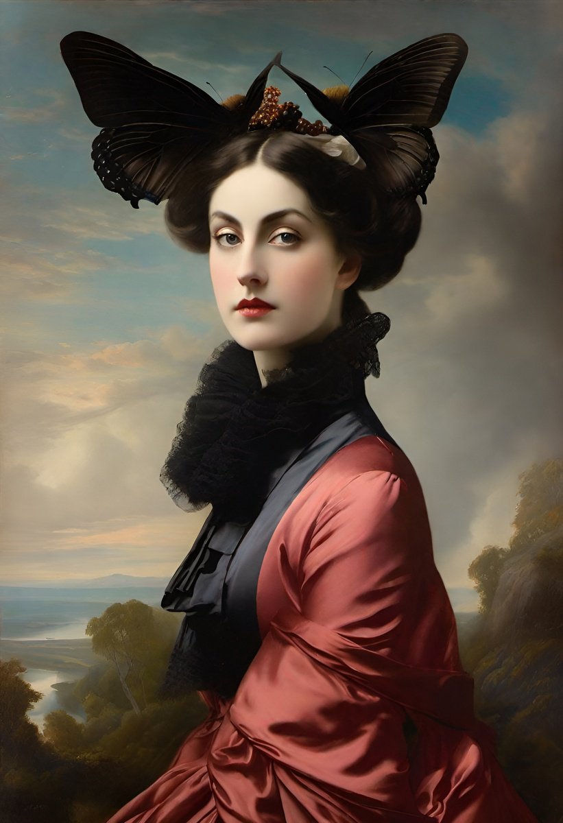 Surrealistic Portrait Giclee Print By Misty Lady - M. Nierobisz, 12 X 17", Madame Butterfly, Original Artwork