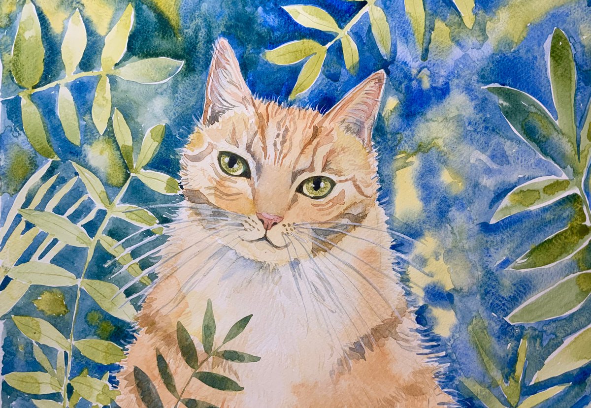 Impressionistic Animal Acrylic Painting By Mary Stubberfield, 15 X 11", Ginger Tabby, Original Artwork