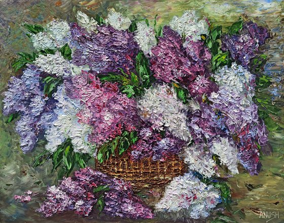 Lilacs(70x90cm, oil painting, palette knife)