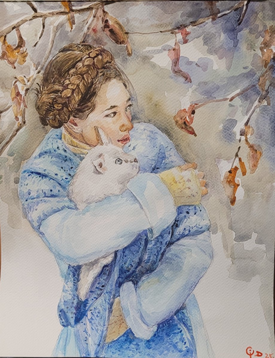 Impressionistic Portrait Watercolour By Qi Debrah, 11 X 14", Winter, Original Artwork