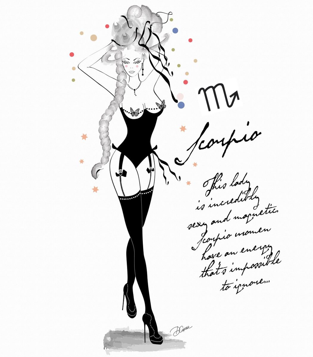 Scorpio - Scorpione - Astrology - Zodiac - AstroPinup - Pinup Girl - Erotic - Birthday - G... by Artemisia